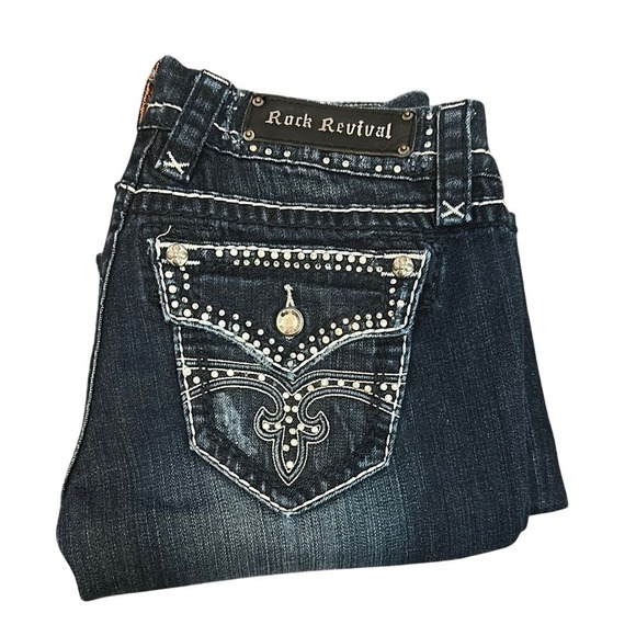Rock Revival Denim - Rock Revival Blue Jeans with Embellished Back
